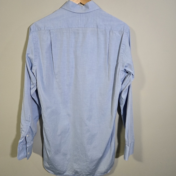 Paul Fredrick Men's 15-33 Trim Fit 💯 Light Blue Button-Down Shirt - Picture 4 of 8